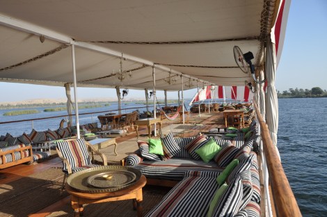 Meroe's main deck. A heavenly place to watch the world go by...
