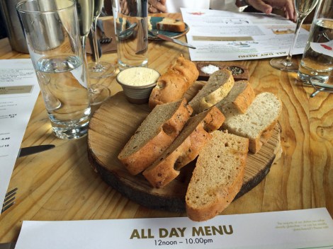 Bread on board, not flat cap...