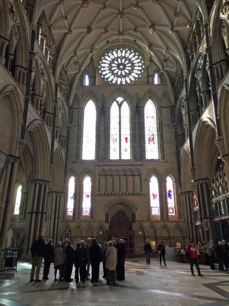 The restored south Trancept with the Blue Peter bosses...