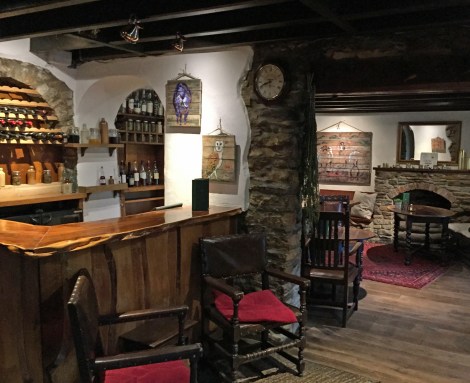 The new entrance...and bar